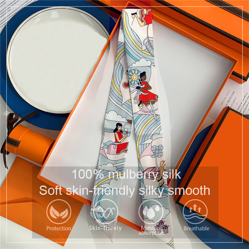 Ascot Neck Scarf - النساء 100% التوت وشاح حريري ل