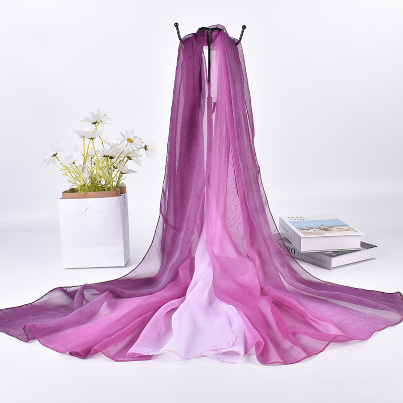 Scarf Silk Square - وشاح طويل من الحرير المتدرج ،