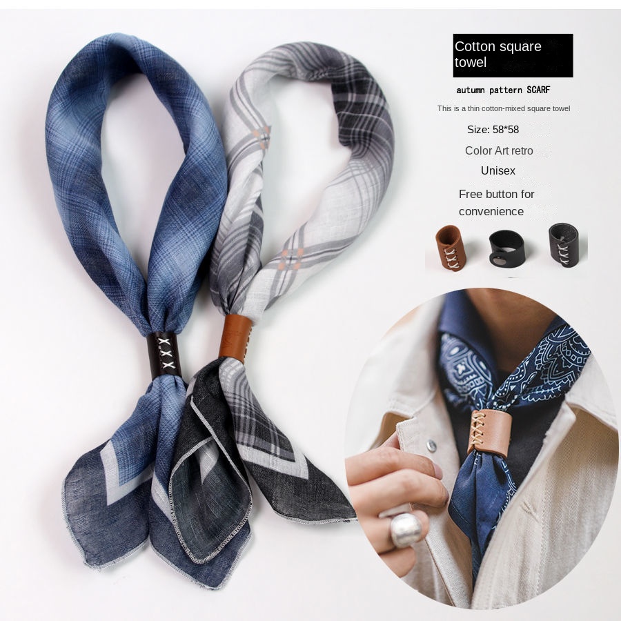 Scarf Silk Square - وشاح رجالي مربع بأزرار ، وشاح