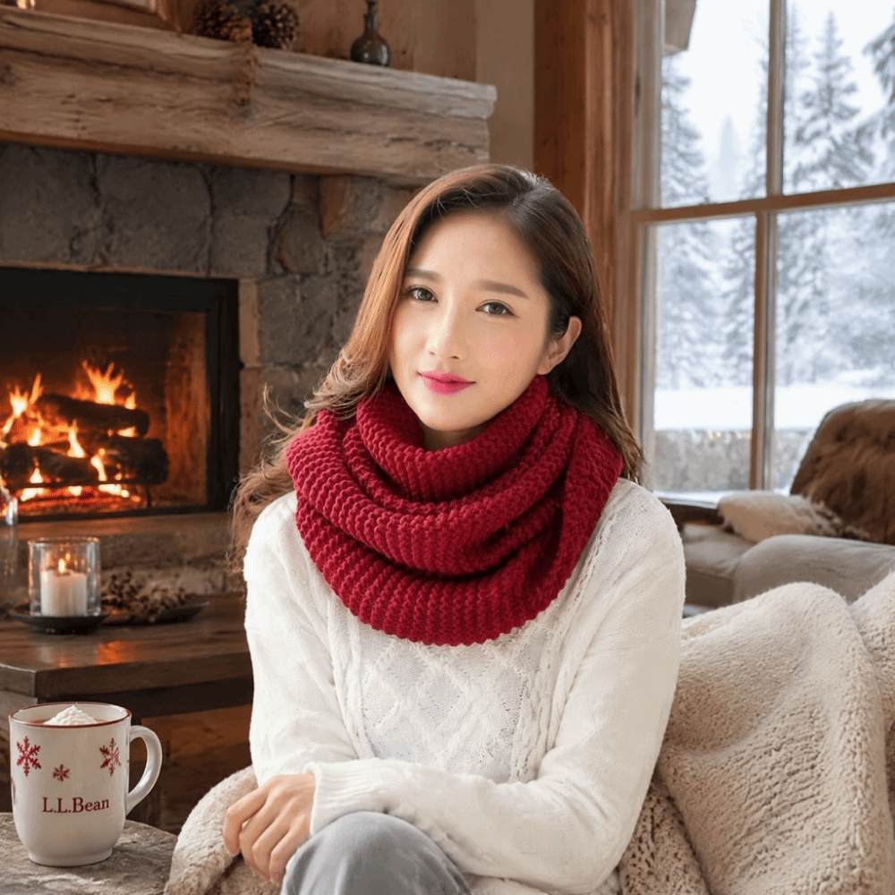 وشاح دائري بلون موحد، قابل للت - مراجعة Infinity Scarf Knit وسعره